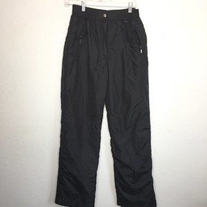 Fera International ladies size 8R, black elastic waist snow/ski pants.